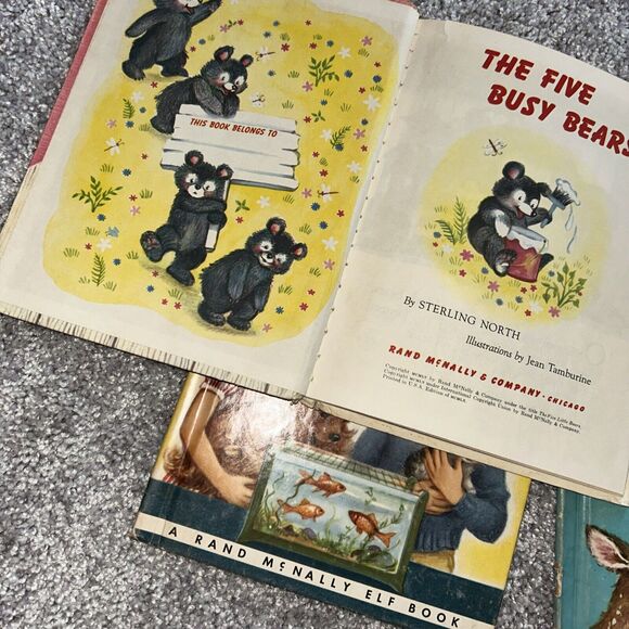 A Rand McNally Elf Books Growing up, The Five Busy Bear & Pets Vintage Kid Books - Picture 8 of 10